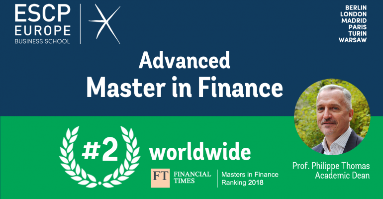 Master in Finance di ESCP Europe al 2° posto nel ranking del Financial Times